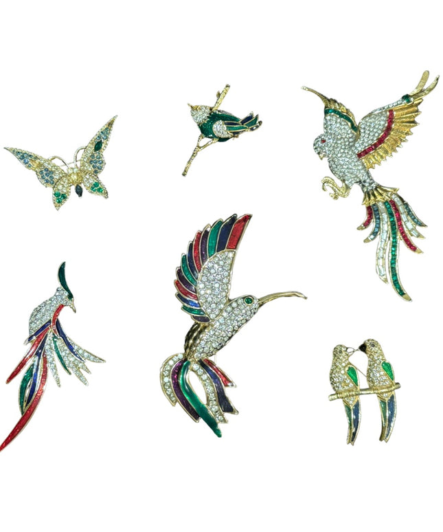 Vintage fancy crystal bird LOT 6 pcs Butterfly Paradise colorful good finish