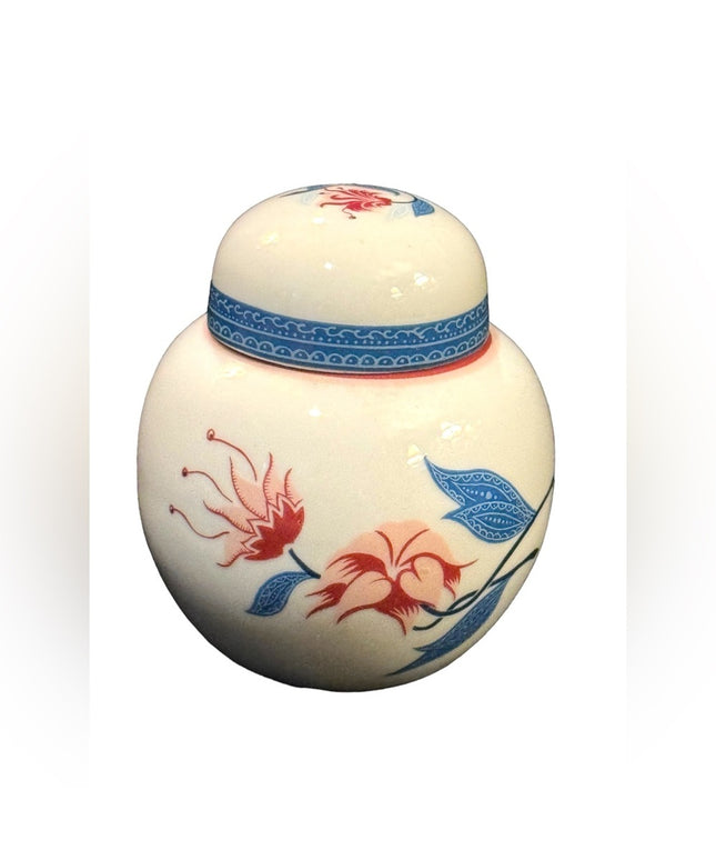 Vintage Elizabeth Arden By Royal Pavilion Ceramic lid Jar flower hand painted