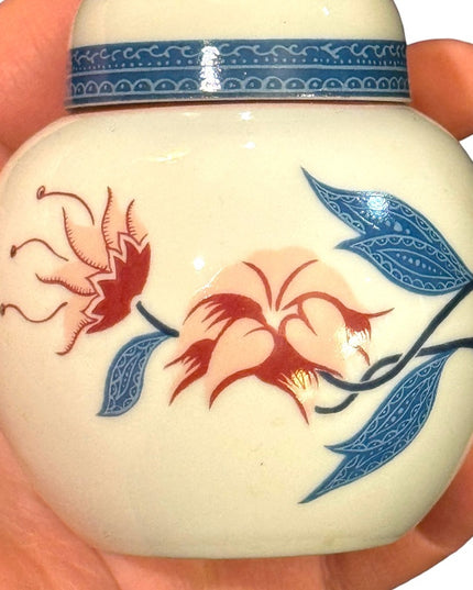 Vintage Elizabeth Arden By Royal Pavilion Ceramic lid Jar flower hand painted