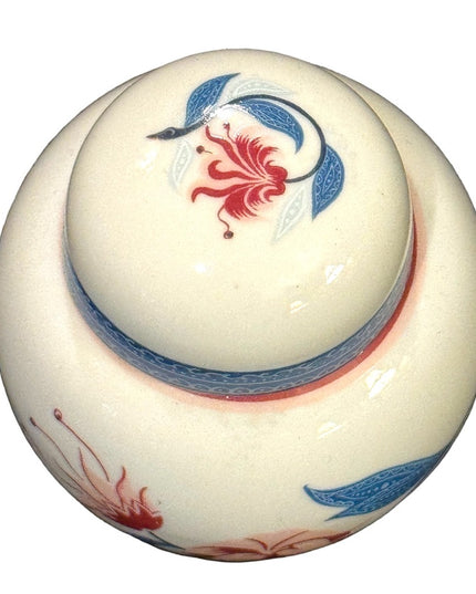 Vintage Elizabeth Arden By Royal Pavilion Ceramic lid Jar flower hand painted