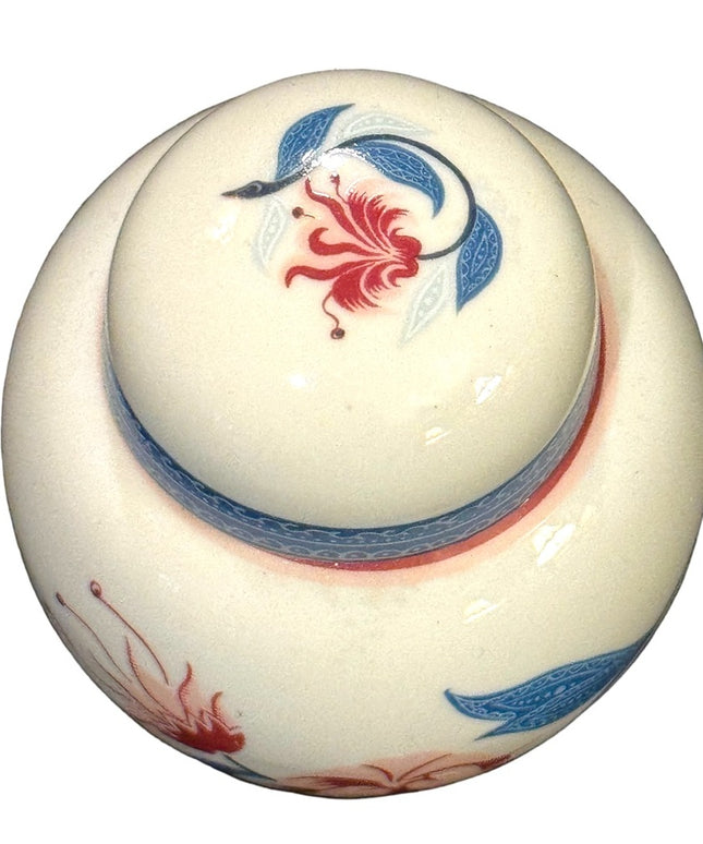 Vintage Elizabeth Arden By Royal Pavilion Ceramic lid Jar flower hand painted