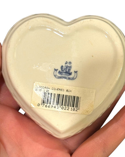 Vintage Belleek Ireland ceramic Heart Clauddah Trinket jar box