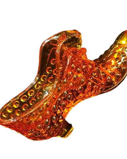 Vintage Fenton Hobnail fancy Amber orange glass collectible boot