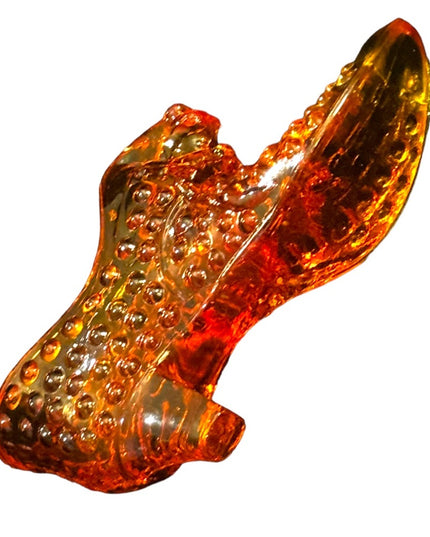Vintage Fenton Hobnail fancy Amber orange glass collectible boot