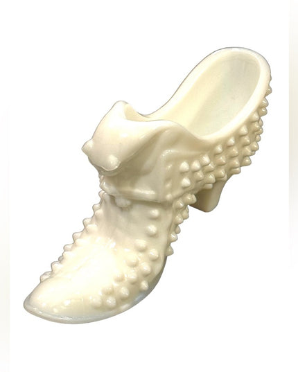 Vintage Fenton Hobnail fancy boot milk glass collectible