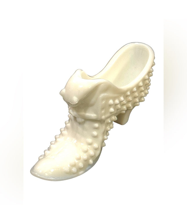 Vintage Fenton Hobnail fancy boot milk glass collectible