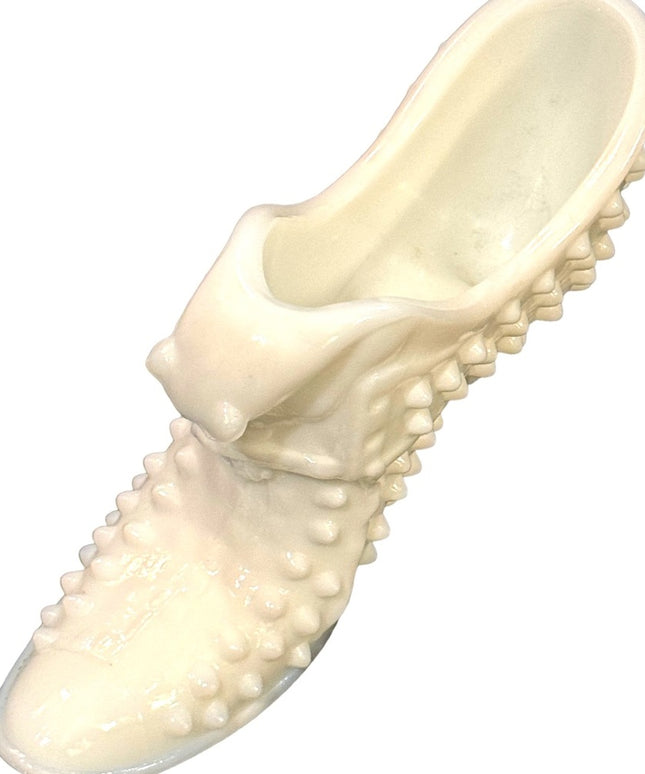 Vintage Fenton Hobnail fancy boot milk glass collectible