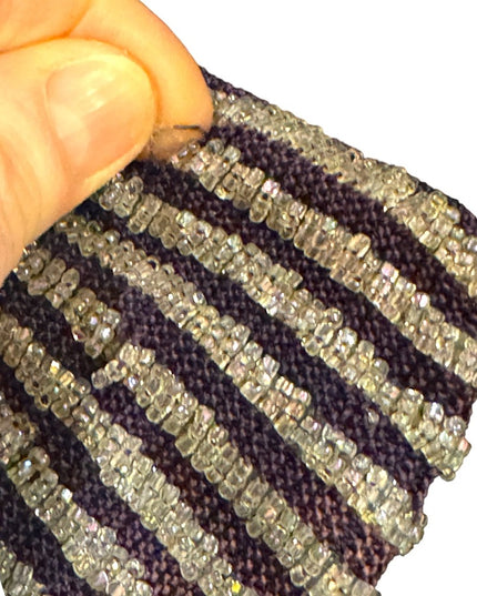 Antique Art deco silver hand made beaded flapper purse purple w glass beads