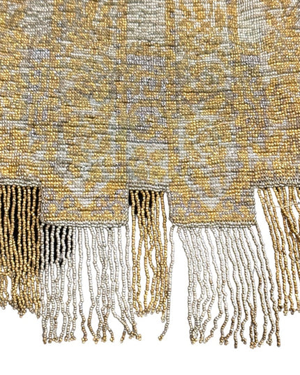 Antique Flapper Micro bead fancy gold harware fringe purse wristlet art deco