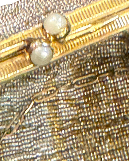 Antique Flapper Micro bead fancy gold harware fringe purse wristlet art deco