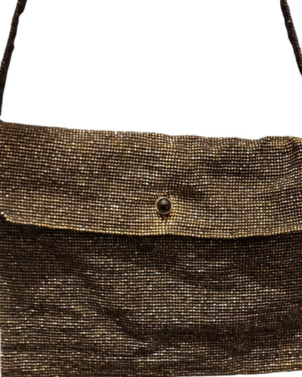 Antique French Steel Micro bead flapper art deco purse wristlet