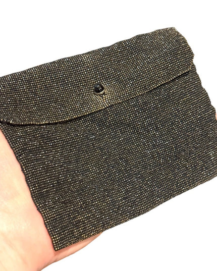 Antique French Steel Micro bead flapper art deco purse wristlet