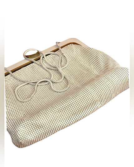 Vintage Mid Century 1950s White enamel GLOMESH Metal mesh purse w/box event
