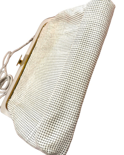 Vintage Mid Century 1950s White enamel GLOMESH Metal mesh purse w/box event