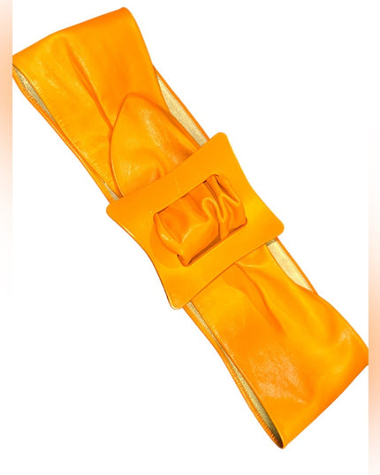 Lovely vintage ORANGE fancy large  thick leather belt