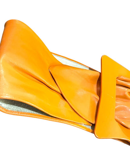 Lovely vintage ORANGE fancy large  thick leather belt
