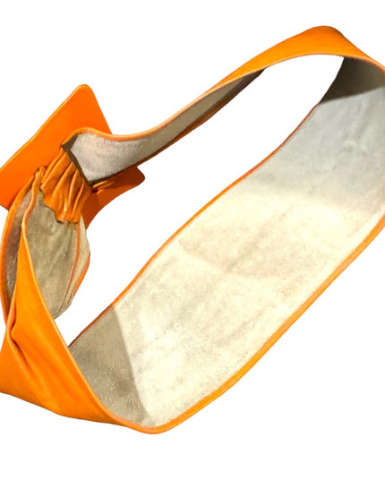 Lovely vintage ORANGE fancy large  thick leather belt