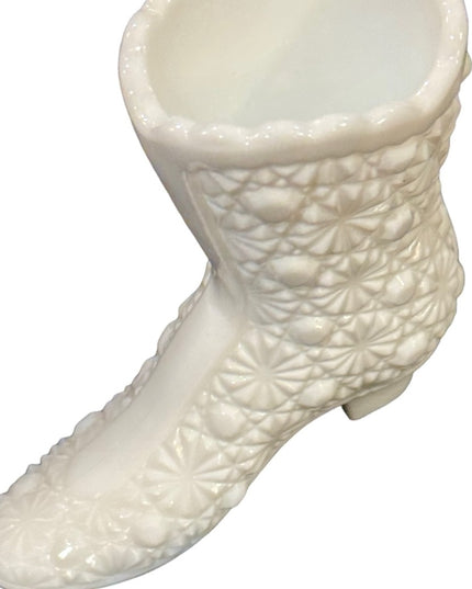 Vintage White milk glass Fenton style? Glass boot shoe