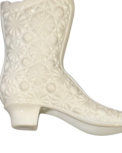 Vintage White milk glass Fenton style? Glass boot shoe