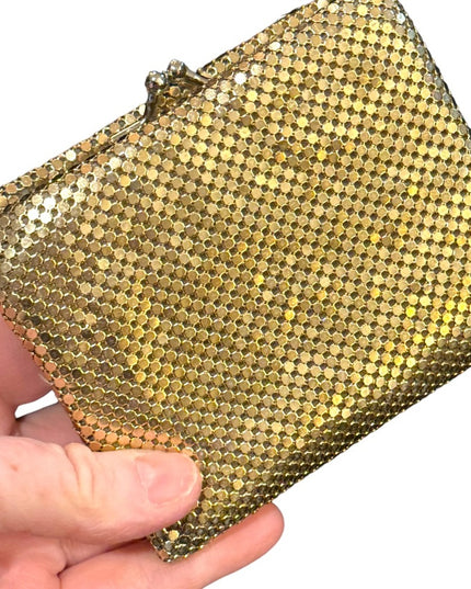 Vintage gold metal mesh wallet change purse metalic