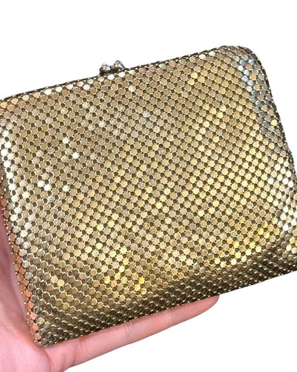 Vintage gold metal mesh wallet change purse metalic