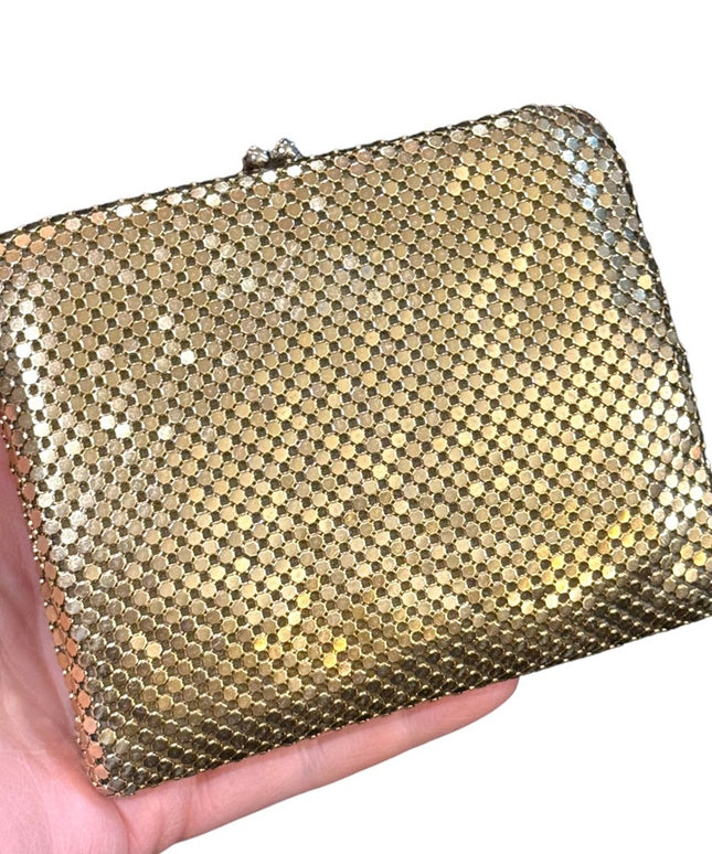 Vintage gold metal mesh wallet change purse metalic