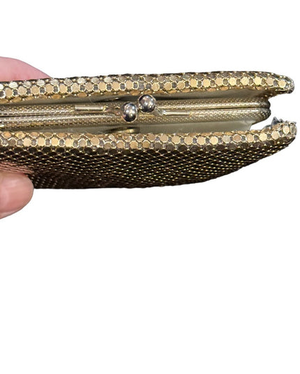 Vintage gold metal mesh wallet change purse metalic