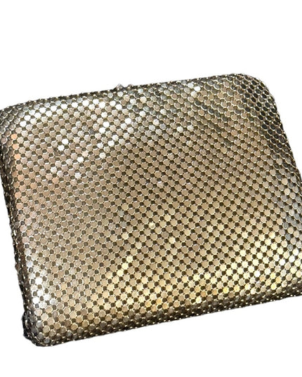 Vintage gold metal mesh wallet change purse metalic