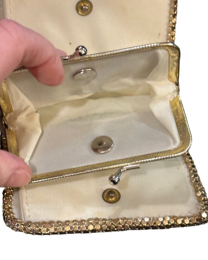 Vintage gold metal mesh wallet change purse metalic