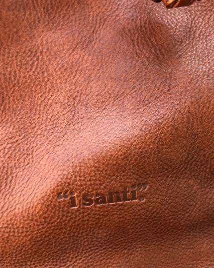 I Santi Tan leather distressed  Bag purse tote Camel soft supple shopper books