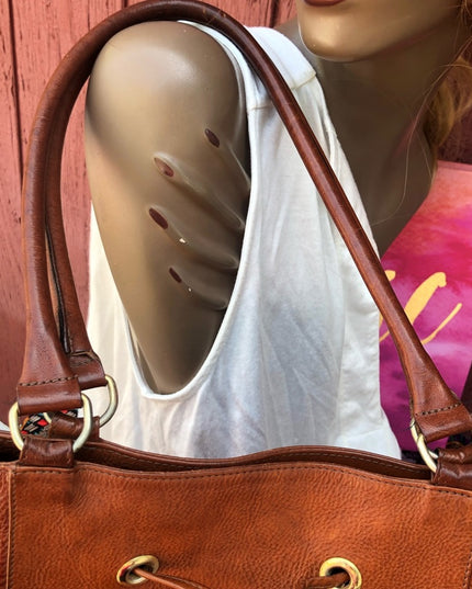 I Santi Tan leather distressed  Bag purse tote Camel soft supple shopper books