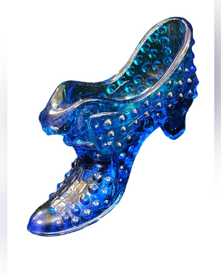 Vintage Fenton Hobnail Cobalt blue fancy glass boot