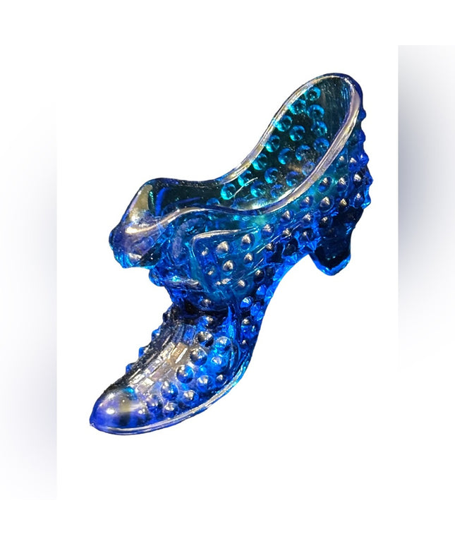 Vintage Fenton Hobnail Cobalt blue fancy glass boot