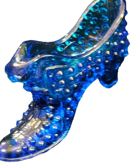 Vintage Fenton Hobnail Cobalt blue fancy glass boot