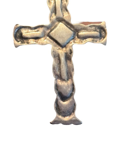 Antiqued vintage Sterling silver turquoise Gothic cross 925 pendant