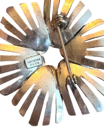 Vintage Mid Century Modernist starburst brooch sterling siver 925 Beau