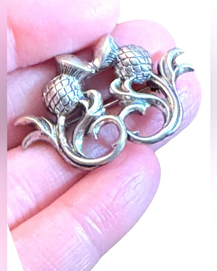 Vintage mid century sterling silver 925 Scottish Thistle brooch Beau