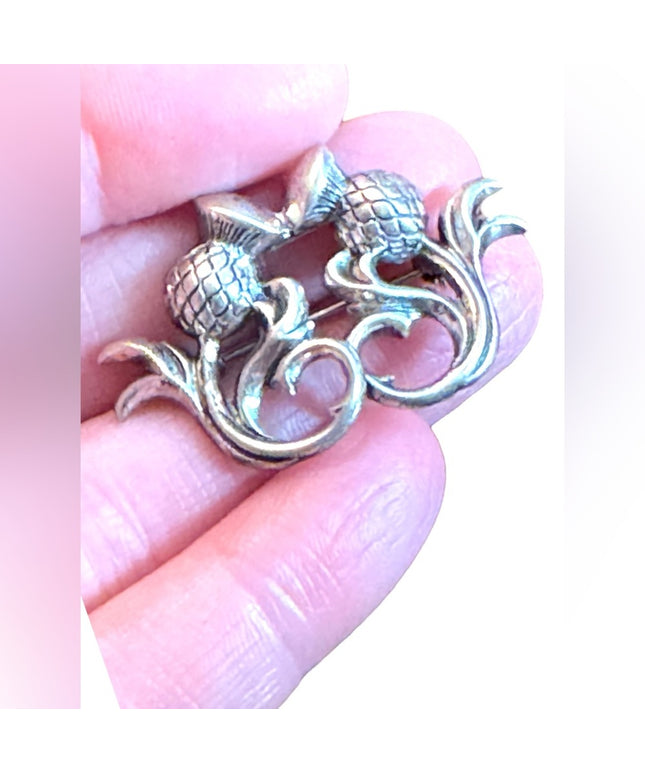 Vintage mid century sterling silver 925 Scottish Thistle brooch Beau