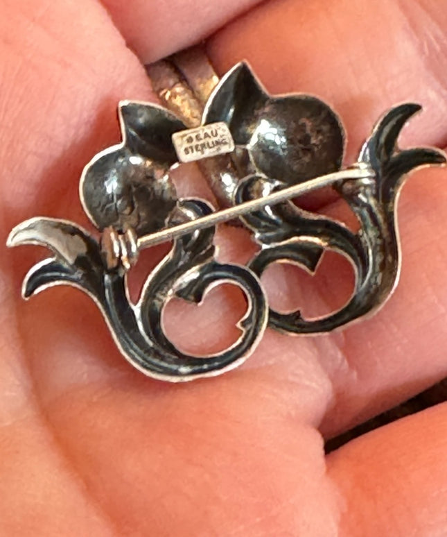 Vintage mid century sterling silver 925 Scottish Thistle brooch Beau