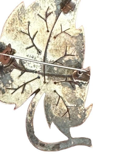 Vintage Sterling silver 925 Israel EIlat Stone Leaf pendant brooch