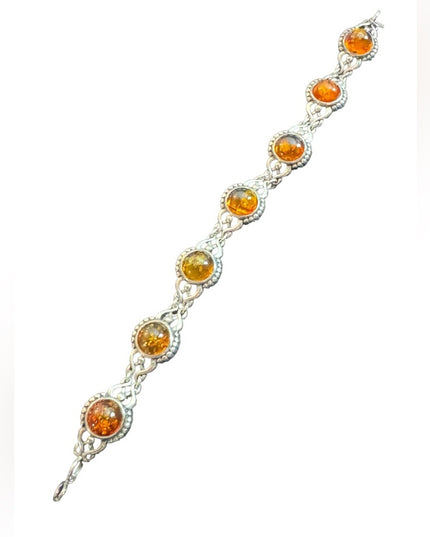 Vintage Sterling silver amber? 925 link bracelet