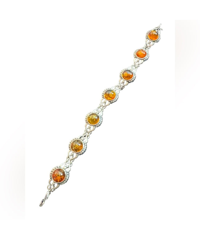Vintage Sterling silver amber? 925 link bracelet