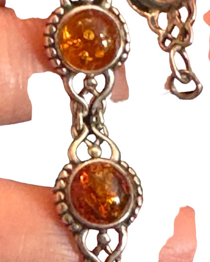 Vintage Sterling silver amber? 925 link bracelet