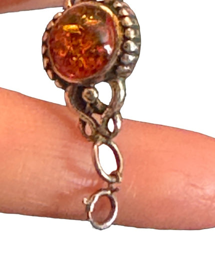 Vintage Sterling silver amber? 925 link bracelet