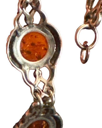 Vintage Sterling silver amber? 925 link bracelet