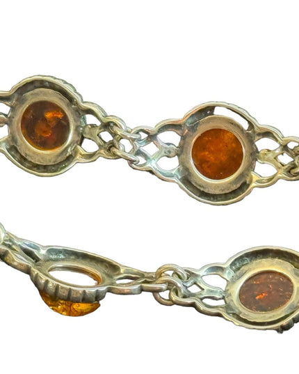 Vintage Sterling silver amber? 925 link bracelet