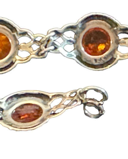 Vintage Sterling silver amber? 925 link bracelet