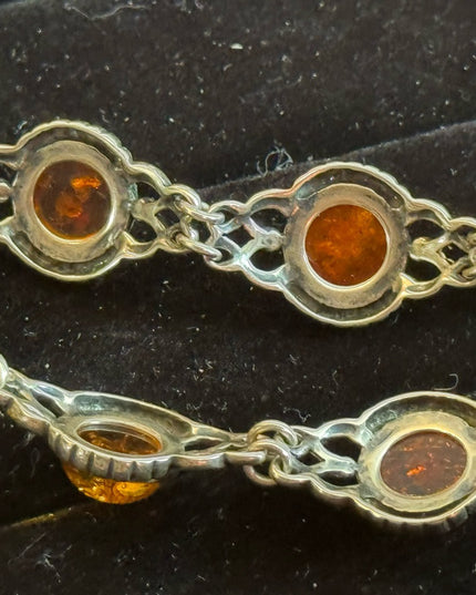 Vintage Sterling silver amber? 925 link bracelet