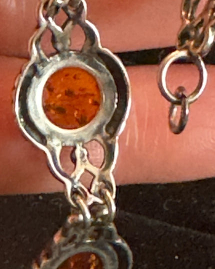 Vintage Sterling silver amber? 925 link bracelet