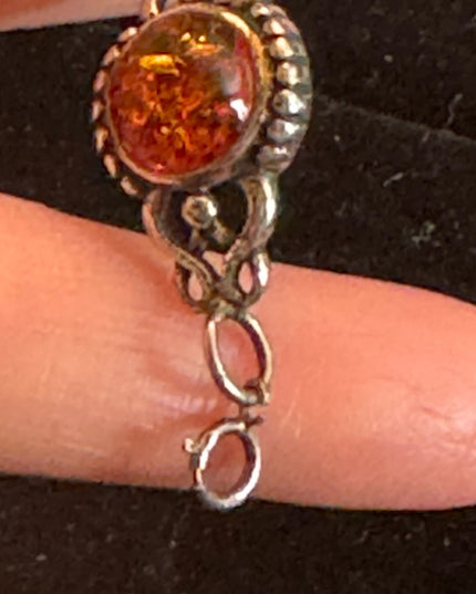 Vintage Sterling silver amber? 925 link bracelet